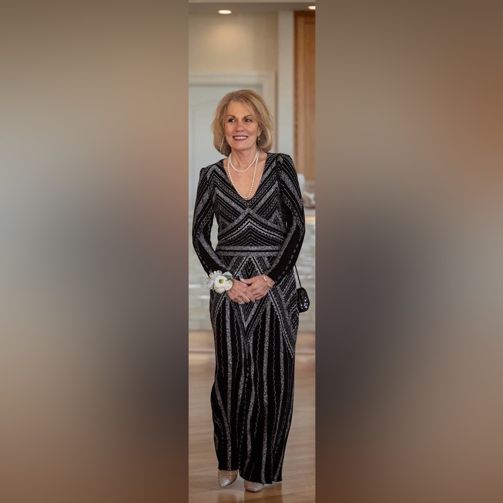 Formal black art deco dress